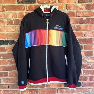 COOGI Black Zip Up Hoodie with Multicolor Patch